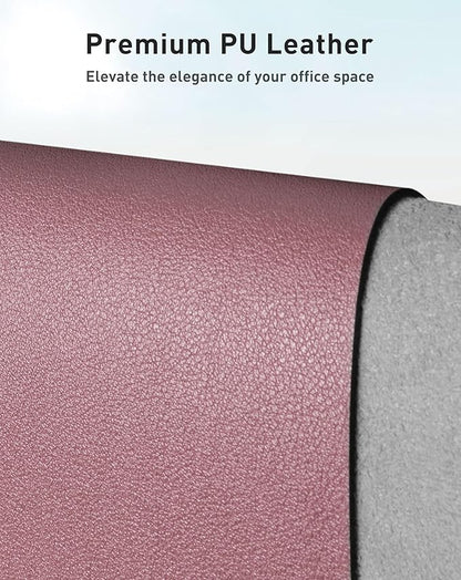 Aothia Faux Leather Desk Mat - Large Mouse Pad, Non-Slip PU Leather Blotter, Waterproof Writing Surface for Office and Home (Dark Pink, 40" x 24")