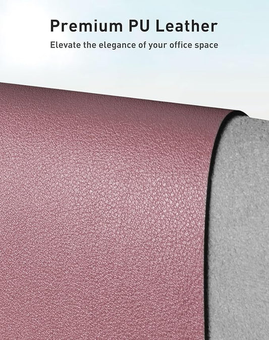 Aothia Faux Leather Desk Mat - Large Mouse Pad, Non-Slip PU Leather Blotter, Waterproof Writing Surface for Office and Home (Dark Pink, 63" x 24")