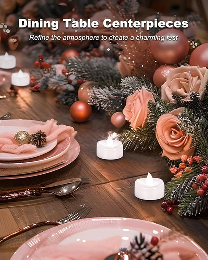 LED Candles, Tea Lights Candle Battery Operated, 100-Pack 200+Hours Flameless Tealight Candle, Realistic Tea Lights for Halloween Christmas Wedding, Pure White Light