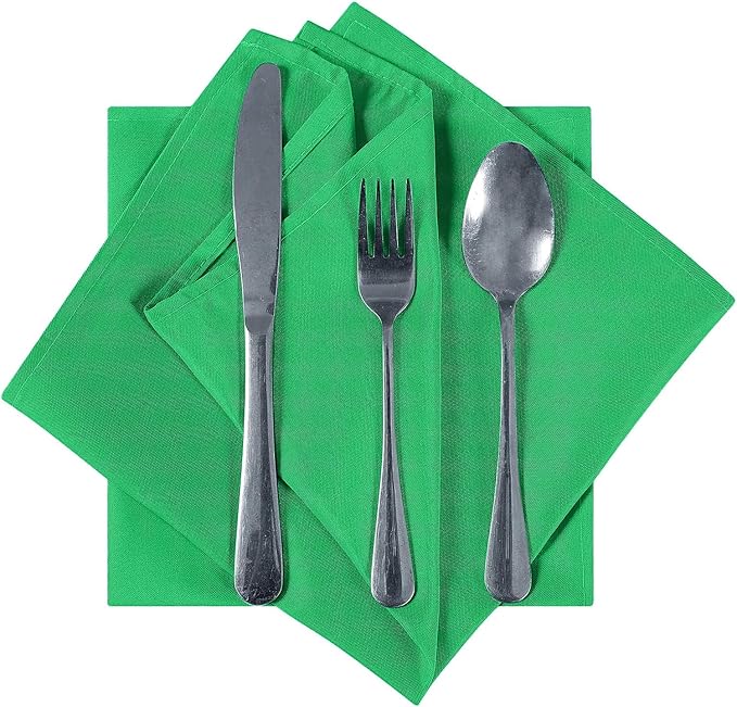 Cupuamon Cloth Napkins 17x17 inch Washable Polyester Dinner Napkins Soft Table Napkins for Wedding Party Dining Banquet(Emerald,12PCS)