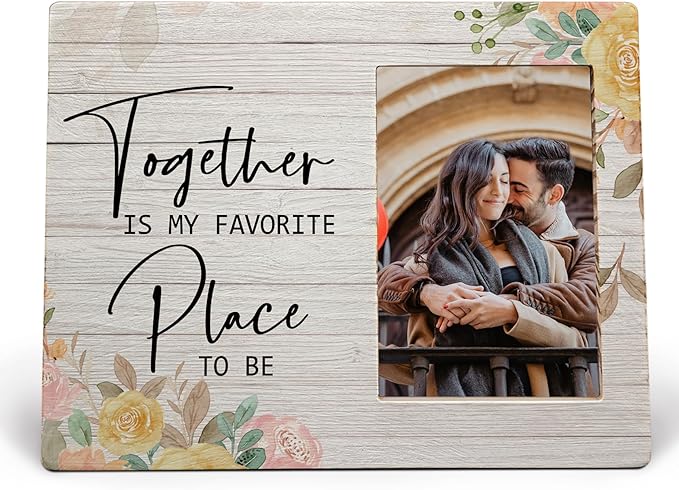 Couples Picture Frame, Valentines Frame, Love Picture Frame, Engagement Photo Frame, Engagement Gifts for Couples Newlyweds, Together is My Favorite Place to be Wood Photo Frame for 4x6 Photos