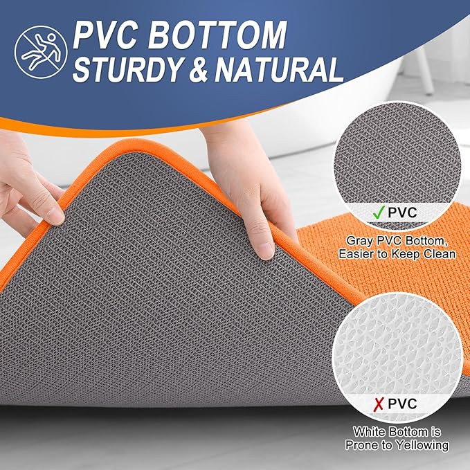 OLANLY Thick Memory Foam Bath Mat Rug 36x24, Extra Soft Absorbent Bathroom Rug, Quick Dry Bath Mats, Non-Slip, Machine Washable Carpet for Bathroom, Tub and Shower, Home Decor Accessories, Orange