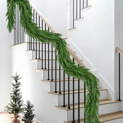 6FT Christmas Garland Artificial Norfolk Pine Garlands Real Touch Winter Green Greenery Garland Christmas Decoration Xmas Garland for Door Table Mantle Wall Indoor Outdoor Christmas Decor