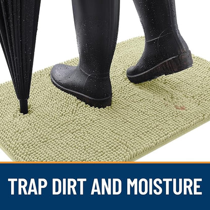 OLANLY Dog Door Mat for Muddy Paws 54x32, Absorbs Moisture and Dirt, Absorbent Non-Slip Washable Doormat, Quick Dry Chenille Mud Mat for Dogs, Entry Indoor Entryway Carpet for Inside Floor, Vanilla