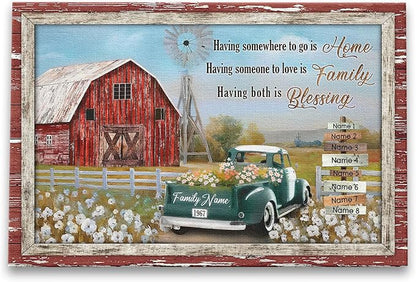 Dem Canvas Personalized Family Canvas, Personalized Signs With Names Canvas, Farm Wall Art Personalized Photo Gifts For Family Street Sign