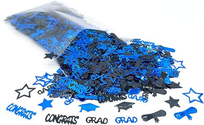 KatchOn, Shiny Blue and Black Congrats Grad Confetti 2025 - Pack of 1300 | Graduation Confetti Class of 2025 | Graduation Decorations 2025 | Class of 2025 Decorations
