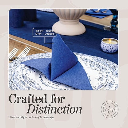 Disposable Dinner Napkins Blue Paper, [1200 Pack] 12" x 17" 2-Ply Quilted Colored Blue Napkins For Wedding, Reception, Party Or Event