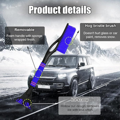 Car Snow Brush and Ice Scraper, Multi-Functional Detachable Snow Brush with Foam Grip, Ice Snow Removal Cleaning Tool for Car Windshield Window, Universal Car Accessories (Blue)