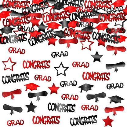 KatchOn, Red and Black Graduation Confetti 2025 - Pack of 1300 | Grad Confetti Class Of 2025 | Grad Decorations Class of 2025 | Red and Black Graduation Decorations 2025