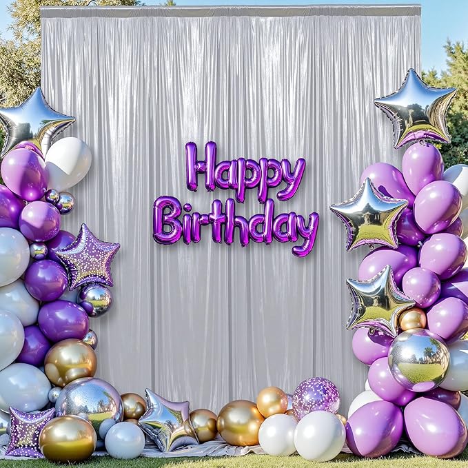 leegleri 40x10ft Thick Silver Glitter Backdrop Curtain Panels for Parties, Wrinkle Free Sequin Sparking Photo Backdrop Drapes, 8 Panels 5x10ft Shimmer Back Drop Cloth for Wedding Birthday Photography