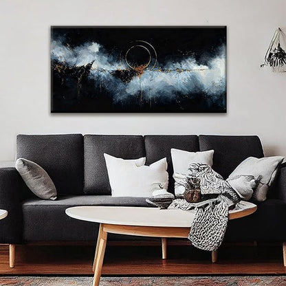 Canvas Wall Art Decor Modern Paintings Abstract Wall Decor Maximalist Gold Circle Black White Abstract Wall Art Prints Picture For Bedroom Kitchen Office Artwork Ready To Hang 20" × 40"