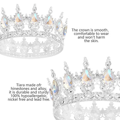 Queen Crown Rhinestone Wedding Crowns and Tiaras for Women Costume Party Hair Accessories Princess Birthday Crown Crystal Bridal Crown (Silver Crown-Moonlight)