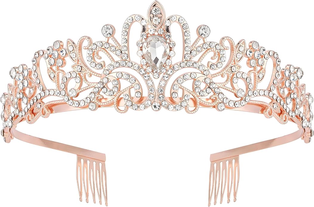 Princess Crown for Women, Crystal Queen Tiaras for Girls Bridal Hair Accessories Gifts for Birthday Wedding Prom, Bridal Party, Pageant, Halloween Christmas Costume