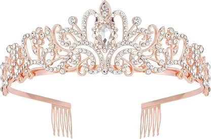 Princess Crown for Women, Crystal Queen Tiaras for Girls Bridal Hair Accessories Gifts for Birthday Wedding Prom, Bridal Party, Pageant, Halloween Christmas Costume