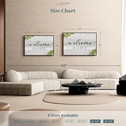 Elephant Stock Rustic Welcome Home Wall Art - Horizontal Floating Framed Canvas - 1-Piece Living Room Wall Decor - Digital Art Inspirational And Typography Canvas Print - Gray and Black Decor for Wall by Natalie Carpentieri - 43" X 29"