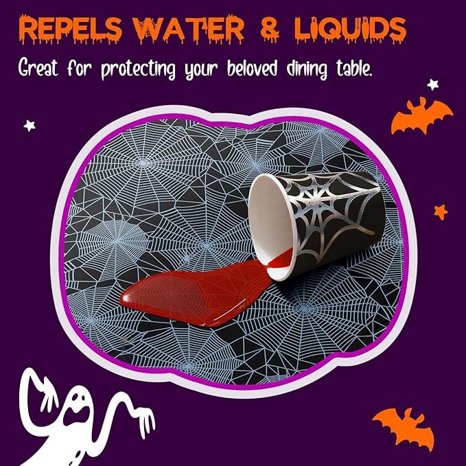 Halloween Tablecloths - 6-Pack Disposable Spider Web Plastic Table Covers, 54 x 108 Inches, Party Decorations