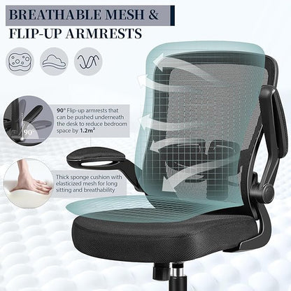 FelixKing Office Chair, Ergonomic Desk Chair with Adjustable Height and Lumbar Support Swivel Lumbar Support Desk Computer Chair with Flip up Armrests for Conference Room (Black),Pack of 2