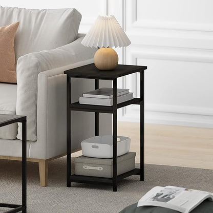 Furinno Just 3-Tier Metal Frame End Table with Storage Shelves, 1-Pack, Espresso