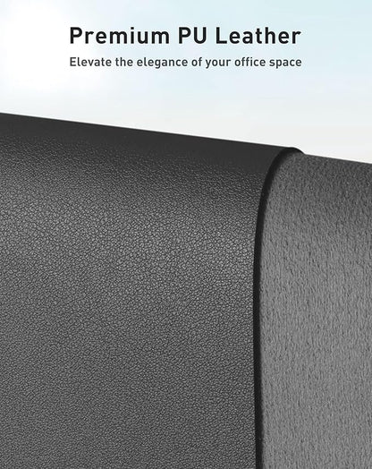 Aothia Faux Leather Desk Mat - Large Mouse Pad, Non-Slip PU Leather Blotter, Waterproof Writing Surface for Office and Home (Grey, 63" x 24")