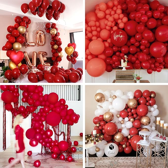 PartyWoo Burgundy Balloons 4pcs 36 Inch Dark Red Maroon Ruby Red Latex Helium Balloons for Graduation Valentine's Day Wedding Anniversary Casino Citizenship Christmas Party Decorations Red-Y75