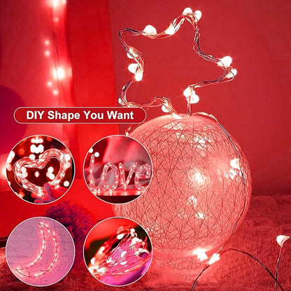 Fairy Lights,Silver Wire String Lights Waterproof,Battery Operated 7FT 20LED Firefly Starry Moon Lights for DIY Christmas Wedding Party Bedroom Decor (Red, 12 Pack)