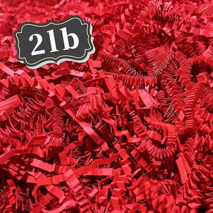 ZEBMOON 2 LB Red Crinkle Cut Paper Shred Filler Great for Gift Wrapping, Basket Filling, Birthday, Wedding, Halloween, Thanksgiving, Christmas, New Year Party Decorations Filling Supplies