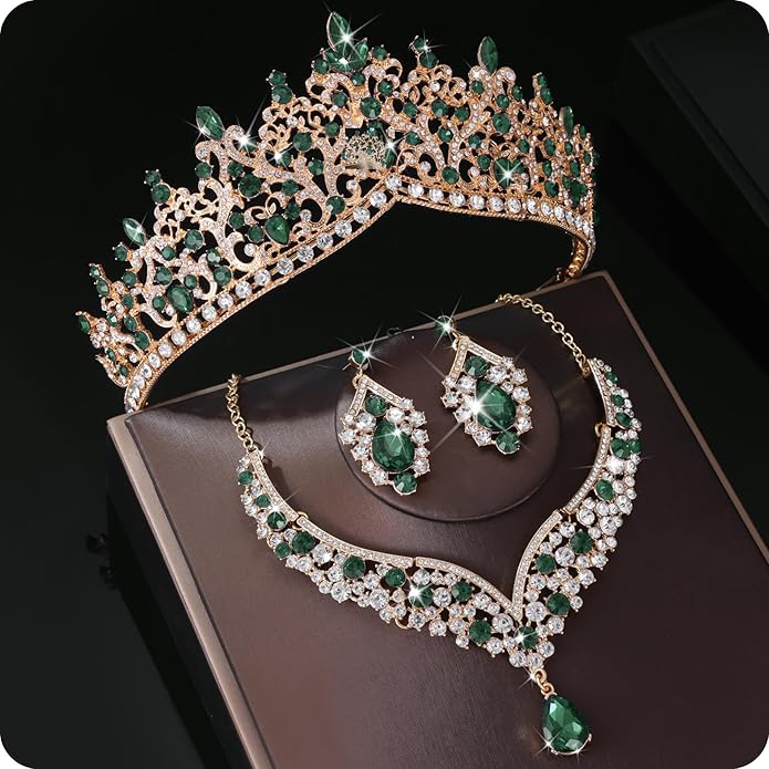 Kamirola Tiaras and Crowns for Women,Tiaras Earrings Necklace, Crystal Bridal Jewelry Set, Costume Party Halloween Prom Pageant Jewelry for Women TR80