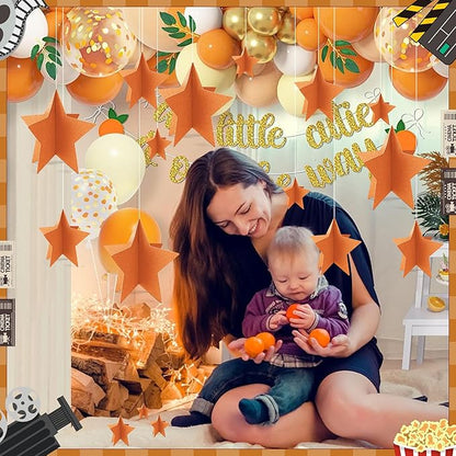 70 Pcs Orange Star Centerpieces for Party Birthday Fall Thanksgiving Decorations 3D Stars Table Decor 3 Sizes 8" 5" 3" Baby Bridal Shower Wedding Orange Friendsgiving Halloween Party Supplies