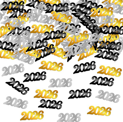 KatchOn, Shiny Black, Silver and Gold 2026 Confetti - Pack of 500 | Happy New Year Confetti 2026 | New Year Table Decorations 2026 | Happy New Year Decorations 2026 | New Year Decorations 2026