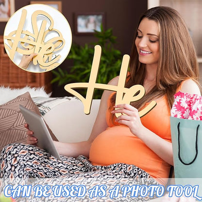 Large Gender Reveal Party Decor for Backdrop Decals Wooden He or She What Will Baby Be Balloon Arch Decor Babys Shower Sign Colorable Baby Gender Girl or Boy Party Decals Pregnancy Banner Photo Props