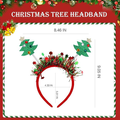 Beleki Christmas Tree Headbands - Glitter Headband Hair Hoop Headwear Cheer Christmas Hair Accessories for Aldut Kids Teens Xmas Festival Party Holiday Themed Events Drees up