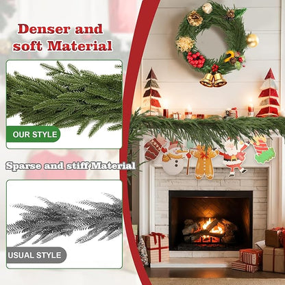 4 Pcs 6 Ft Christmas Norfolk Pine Garlands, Christma Greenery, Christmas Decor, Christma Garland Faux for Table, Mantle, Wall, Indoor, Outdoor Christma Decorations (4Pcs,6 FT)
