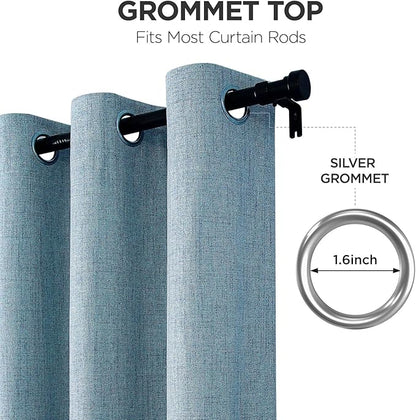 Joydeco Light Blue Blackout Curtains 120 Inches Long, Extra Long Blackout Curtains for Living Room Bedroom, Linen Textured Room Darkening Drapes for Windows with Grommets(52x120, Sky Blue)