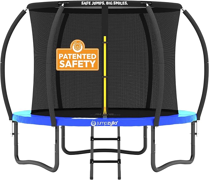 JUMPZYLLA Trampoline Outdoor 8FT 10FT 12FT 14FT 15FT 16FT with Enclosure and Ladder, ASTM Approved Recreational Trampoline for Kids and Adults, Anti-Rust Coated Frame