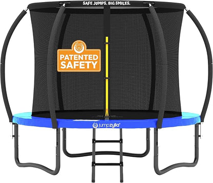 JUMPZYLLA Trampoline Outdoor 8FT 10FT 12FT 14FT 15FT 16FT with Enclosure and Ladder, ASTM Approved Recreational Trampoline for Kids and Adults, Anti-Rust Coated Frame