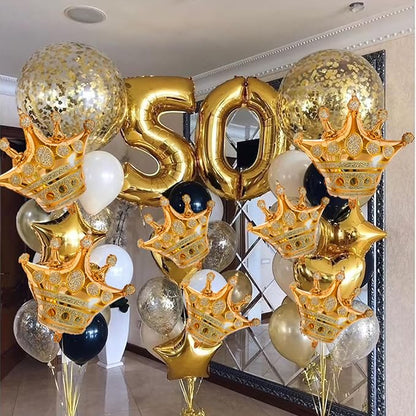 Crown Balloons, Large Gold Foil Crown Balloons Gold Crowns Decoration for King and Queen Party Royalty Birthday Wedding Party Baby Shower Decorations Supplies