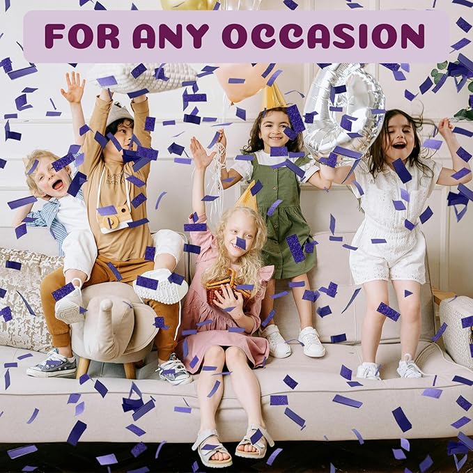 Confetti Poppers Purple Confetti Cannon 12 Pack Party Poppers Biodegradable12 inch Wedding Party Confetti Bulk Streamer Confetti Cannon Launches up to15-25ft for Christmas Birthday Graduation New Year
