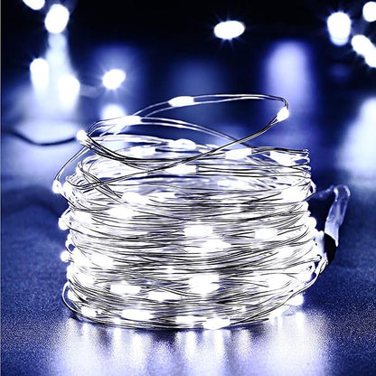 Joomer Fairy String Lights 33FT 100 LEDs Plug in Fairy Lights Indoor Copper Wire String Light DIY for Bedroom, Parties, Wedding, Christmas, Outdoor, Indoor Decoration (White, Non-Connectable)