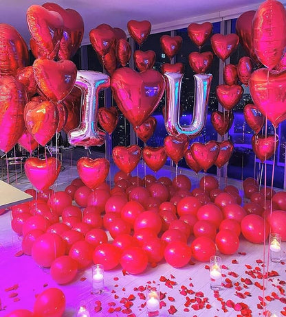 6 Pcs Red Heart Shaped Balloons Red Letters XOXO Valentine Balloons for Valentines Day Bridal Shower Wedding Party Decorations