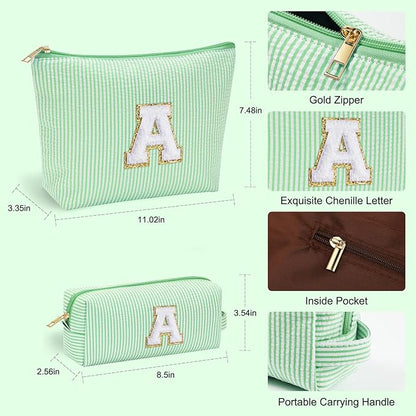 YOOLIFE Cute Makeup Bag for Women Girls - Personalized Teenager Girl Gift Ideas | Initial Make Up Bag | Gifts for Women Friends | Skin Care Bag | Mothers Day Gifts | Tween Girls Trendy Stuff L