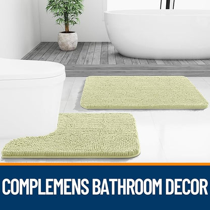 OLANLY Bathroom Rugs 44x24, Extra Soft Absorbent Chenille Bath Rugs, Rubber Backing Quick Dry, Machine Washable Bath Mats for Bathroom Floor, Tub and Shower, Home Decor Accessories, Vanilla