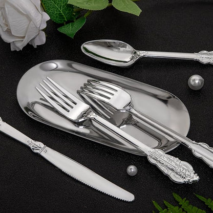Supernal 360pcs Plastic Silverware, Silver Disposable Cutlery,Silver Plastic Silverware include 120 Plastic Forks, 120 Plastic Spoons, 120 Plastic Knives, Perfect for Birthday,Party,Wedding