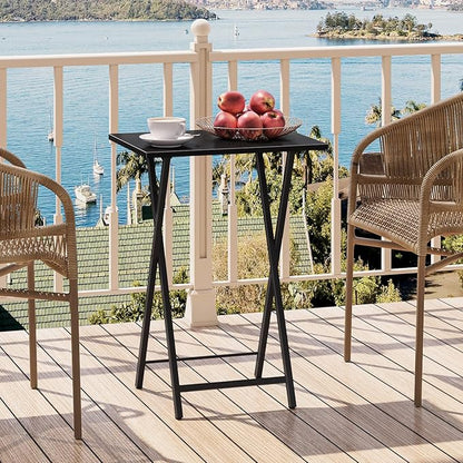 HOOBRO Folding TV Tray Tables, Set of 2 Side Tables for Small Space, Industrial Snack Desk for Eating at Couch, Stable Metal Frame, Easy Assembly, Space Saving, Black BK25BZ01