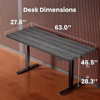 ErGear Height Adjustable Electric Standing Desk, 63 x 28 Inches Sit Stand up Desk, Memory Computer Home Office Desk, Grey