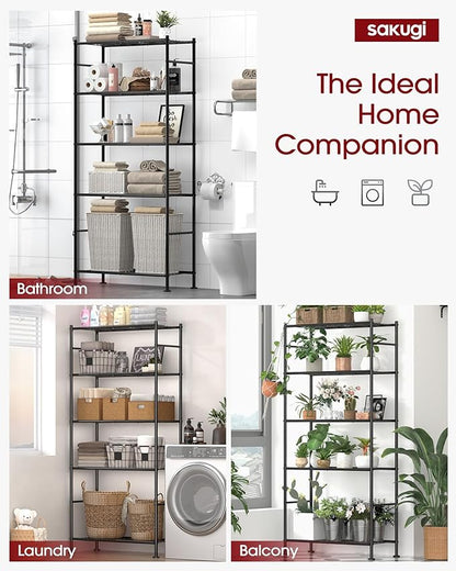 Storage Shelves - 5 Tier Shelf Organizer, Heavy Duty Garage Shelving Unit with Leveling Feet, Stable Metal Shelves Organizer for Pantry, Kitchen and Closet, 33.0" W x 12.6" D x 72.0" H, Black
