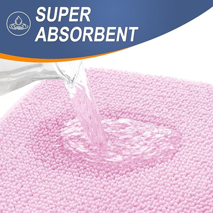 OLANLY Thick Memory Foam Bath Mat Rug 24x16, Extra Soft Absorbent Bathroom Rug, Quick Dry Bath Mats, Non-Slip, Machine Washable Carpet for Bathroom, Tub and Shower, Home Decor Accessories, Pink