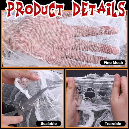400" x 85" Halloween Creepy Cloth Decoration, Large White Spooky Fabric Cloth Scary Gauze Cheesecloth for Haunted House Halloween Party Yard Wall Indoor Outdoor Decor