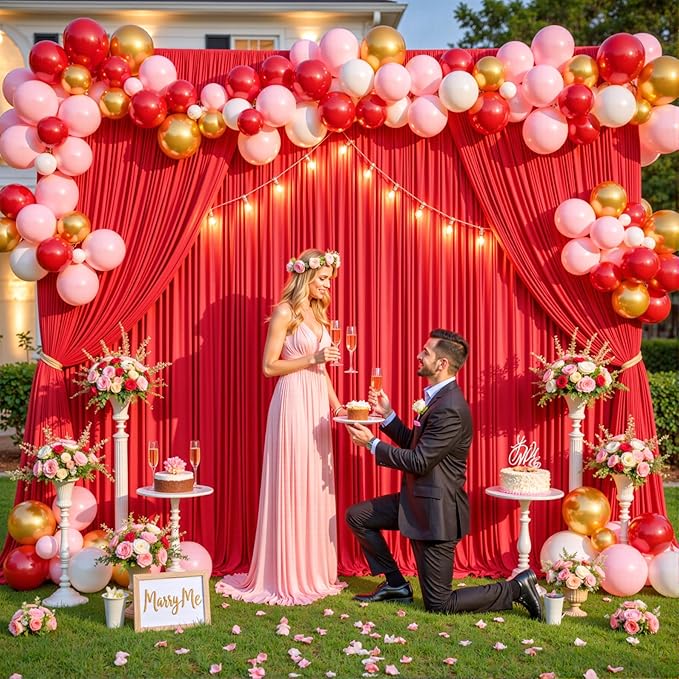 10x10 Red Backdrop Curtain for Parties Wedding Wrinkle Free Red Photo Curtains Backdrop Drapes Fabric Decoration for Birthday Party Baby Shower Christmas 5ft x 10ft,2 Panels