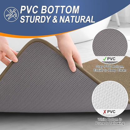 OLANLY Thick Memory Foam Bath Mat Rug 47x17, Extra Soft Absorbent Bathroom Rug, Quick Dry Bath Mats, Non-Slip, Machine Washable Carpet for Bathroom, Tub and Shower, Home Decor Accessories, Tan