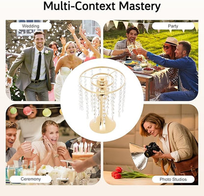 Wedding Centerpieces Gold Vases,10PCS Metal Flower Candle Holder with Sparkling Crystal Beads,Crystal Flower Vase Metal Flowers Stand for Party Tables Decorations (10PCS-Gold-13cm)